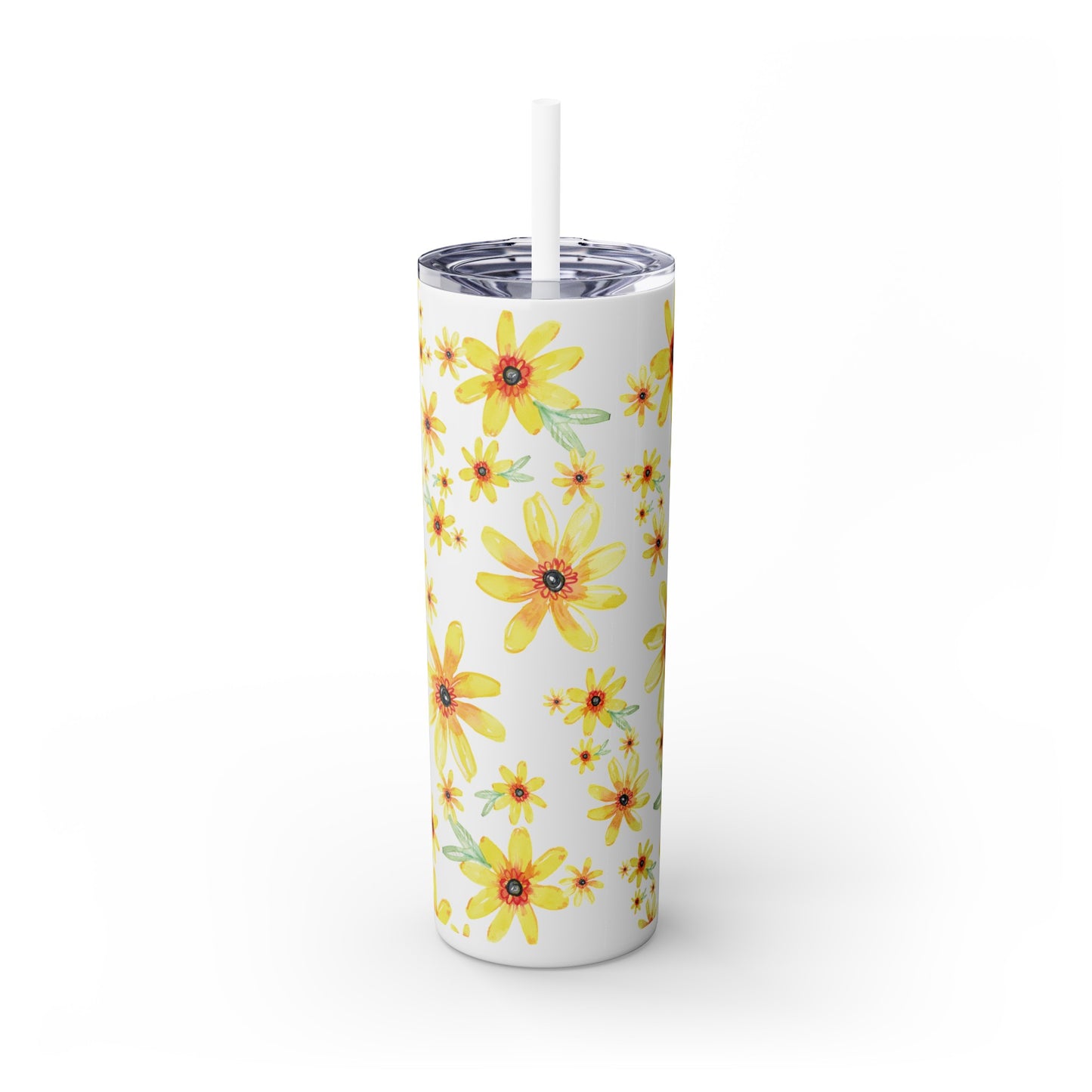 Happy Yellow Blooms Skinny Tumbler