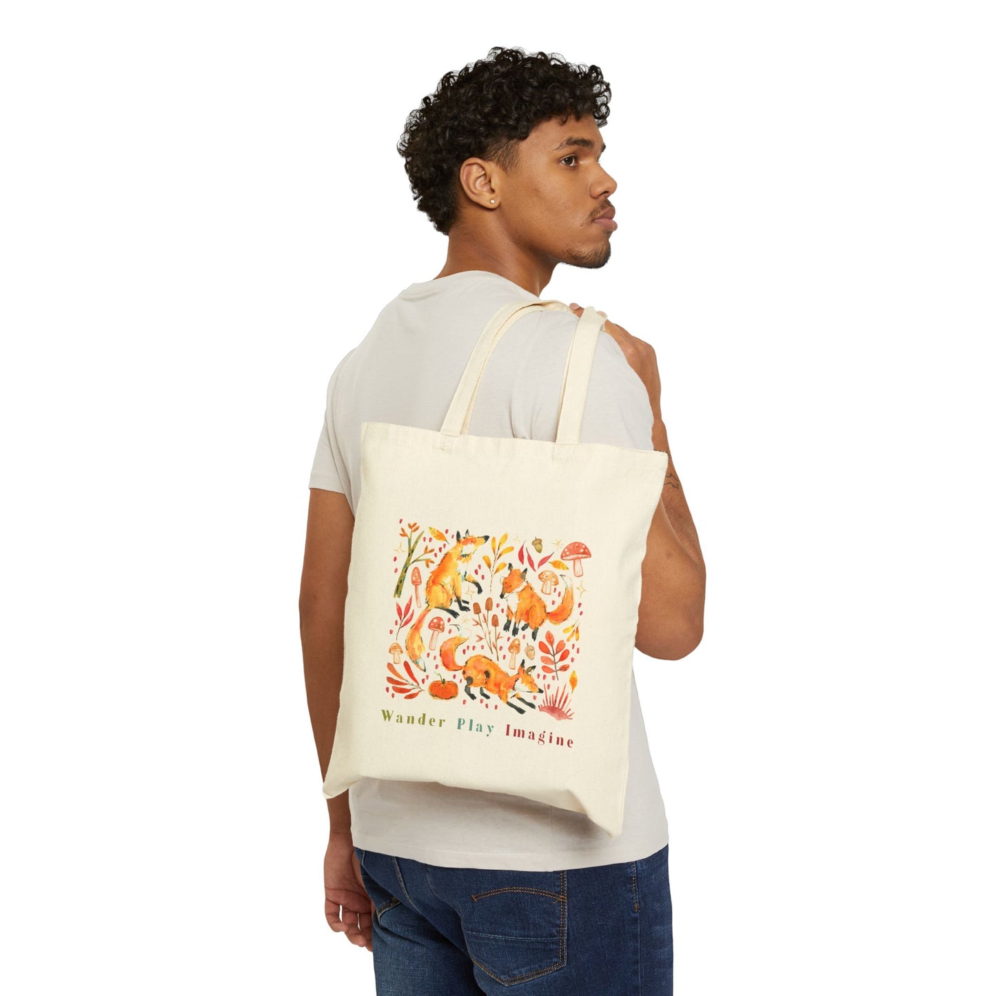 Foxes in Fall  Cotton Canvas Tote Bag