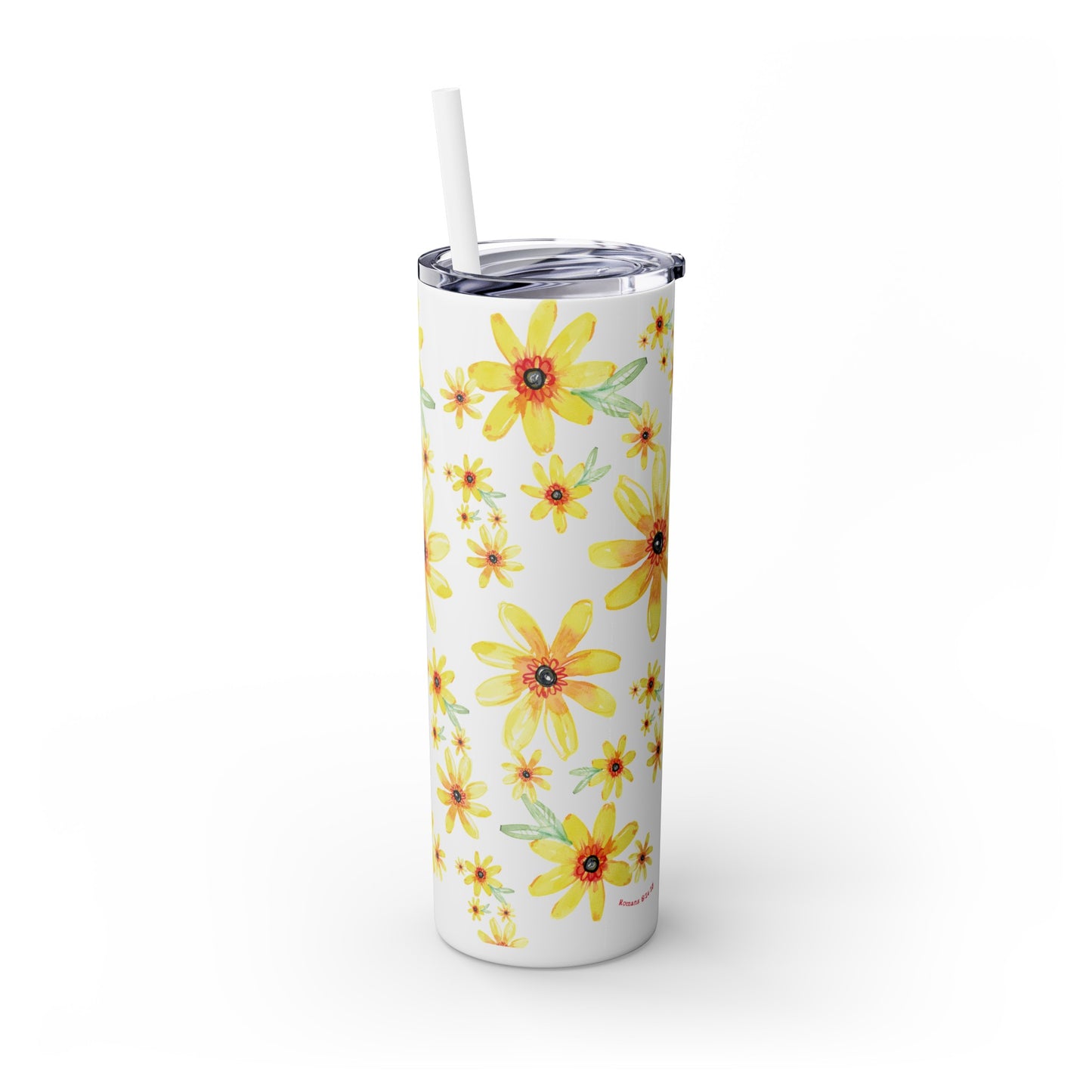 Happy Yellow Blooms Skinny Tumbler