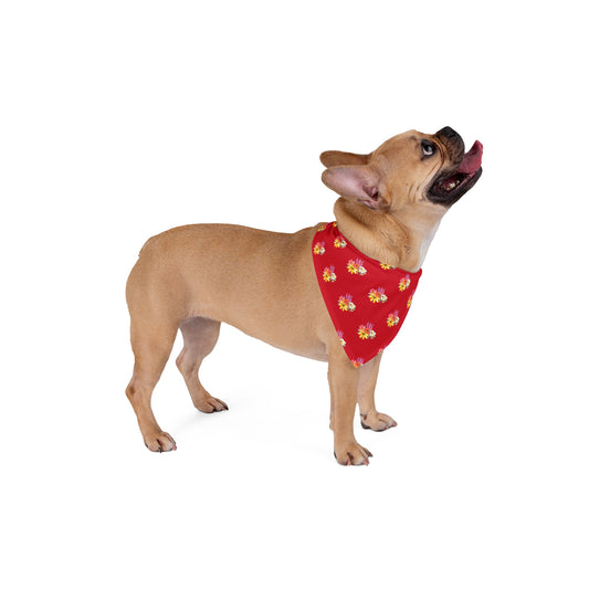 Red Flowers Pet Bandana