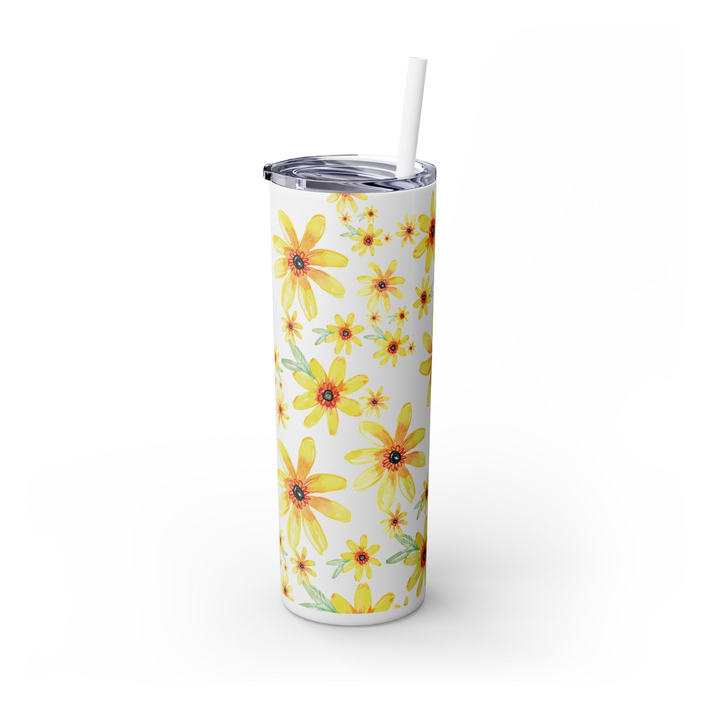 Happy Yellow Blooms Skinny Tumbler