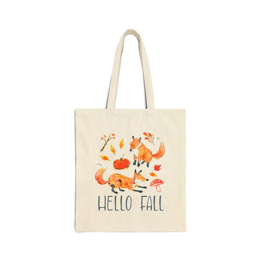 Hello Fall Cotton Canvas Tote Bag