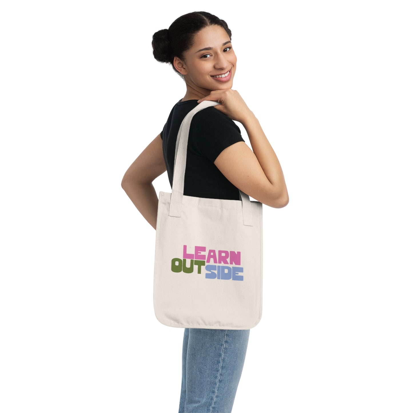"Learn Outside" Bright Organic Cotton Tote
