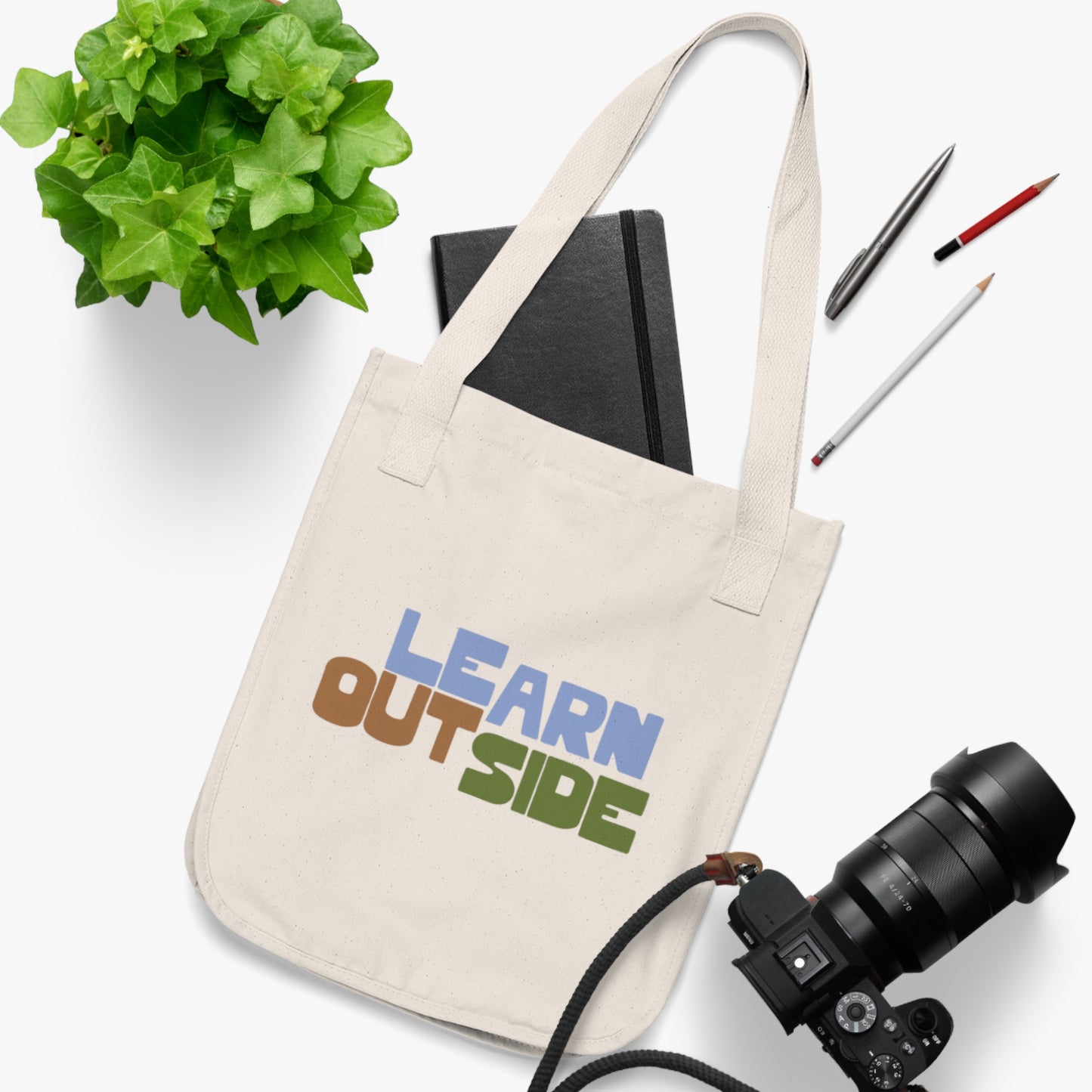 "Learn Outside" Organic Cotton Tote bag